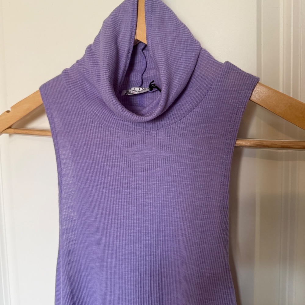 Free People Intimately Topanga Sleeveless Turtleneck Lilac Purple Ribbed Top M - Picture 4 of 10